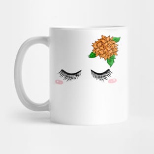 Cute Close Eyelash with flowers Mug